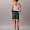 High Rise Midi Denim Shorts