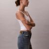 High Rise Midi Denim Shorts