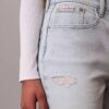 High Rise Midi Denim Shorts