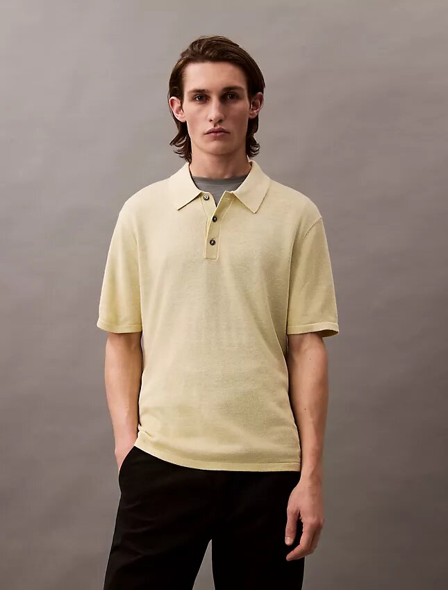 Linen Blend Classic Sweater Polo Shirt Linen Blend Classic Sweater Polo Shirt