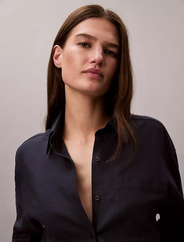 Linen Blend Relaxed Button-Down Shirt Linen Blend Relaxed Button-Down Shirt