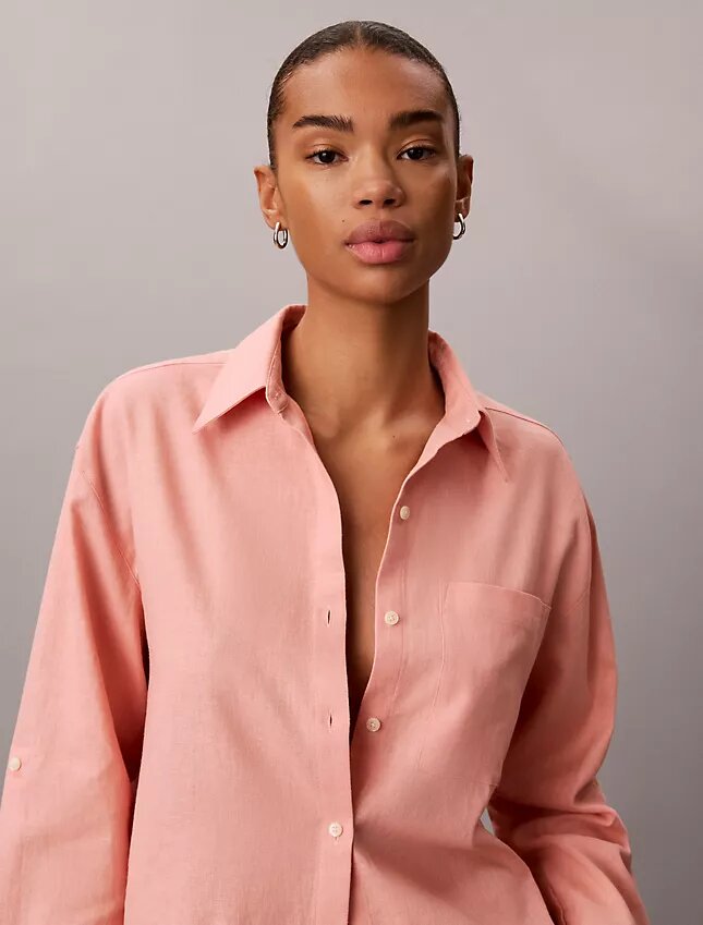 Linen Blend Relaxed Button-Down Shirt Linen Blend Relaxed Button-Down Shirt