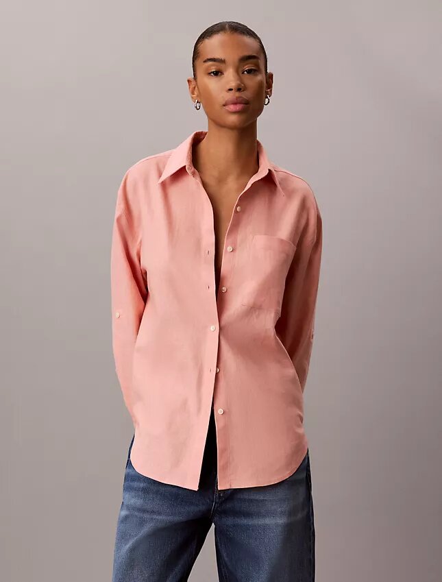 Linen Blend Relaxed Button-Down Shirt Linen Blend Relaxed Button-Down Shirt