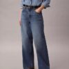 Linen Blend Wide Leg Jeans