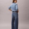 Linen Blend Wide Leg Jeans