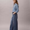 Linen Blend Wide Leg Jeans