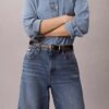 Linen Blend Wide Leg Jeans