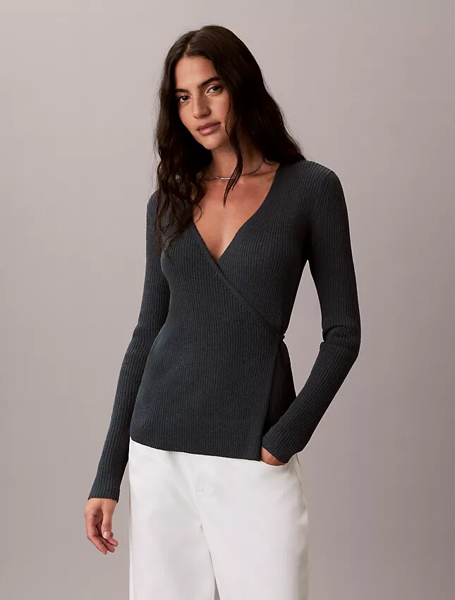 Linen Blend Wrap Sweater Linen Blend Wrap Sweater