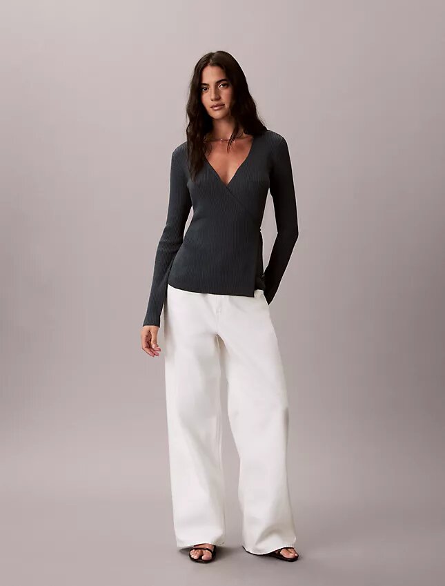 Linen Blend Wrap Sweater Linen Blend Wrap Sweater