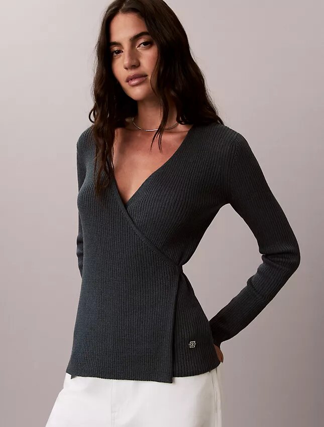 Linen Blend Wrap Sweater Linen Blend Wrap Sweater