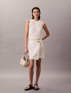 Linen Cotton Blend Asymmetrical Skirt