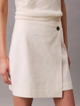Linen Cotton Blend Asymmetrical Skirt