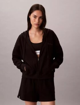 Logo Cotton Jersey Full Zip Hoodie