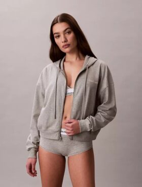 Logo Cotton Jersey Full Zip Hoodie