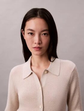 Lurex Merino Wool Blend Rib Cardigan