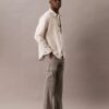 Lyocell Blend Garment Washed Straight Leg Cargo Pants