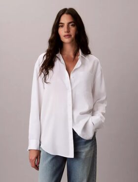 Lyocell Roll Tab Button-Down Shirt