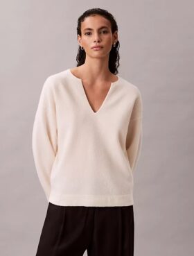 Merino Wool Relaxed V-Neck Sweater