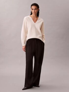 Merino Wool Relaxed V-Neck Sweater