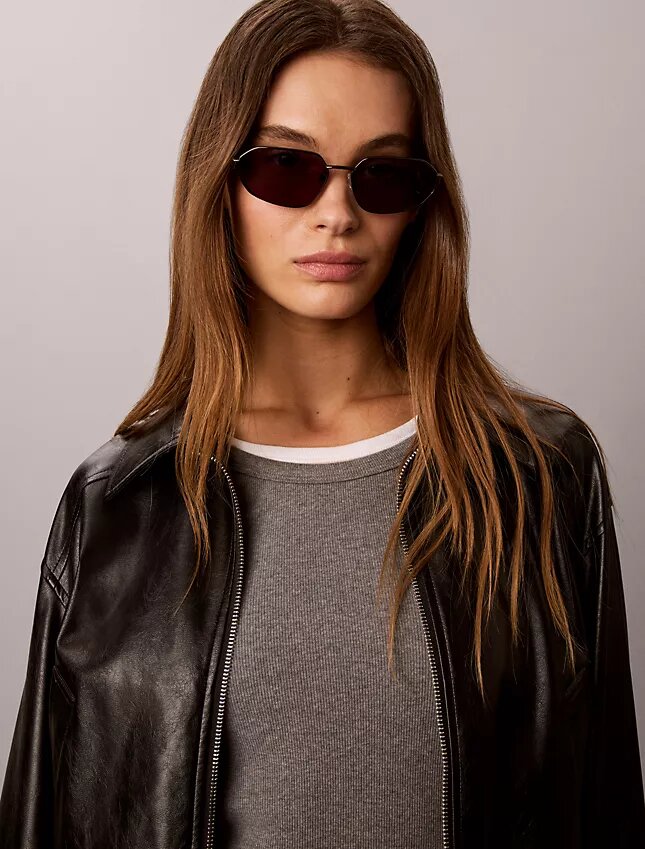 Metal Slim Modified Rectangle Sunglasses Metal Slim Modified Rectangle Sunglasses