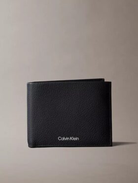 Pebble Grain Leather Trifold Wallet with Coin Pouch