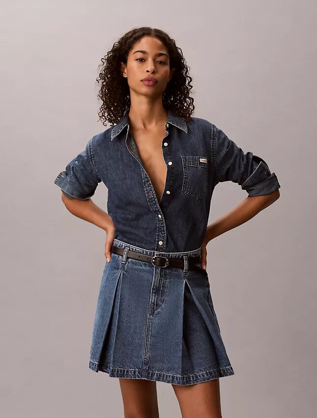 Pleated Denim Mini Skirt Pleated Denim Mini Skirt