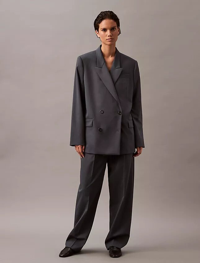 Pleated Wool Gabardine Blend Trouser Pleated Wool Gabardine Blend Trouser