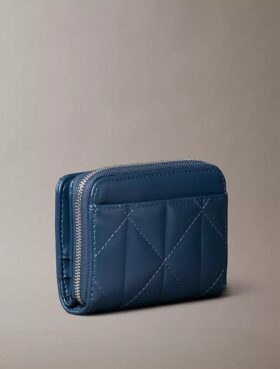 Quilted Emblem Logo Zip Flap Wallet