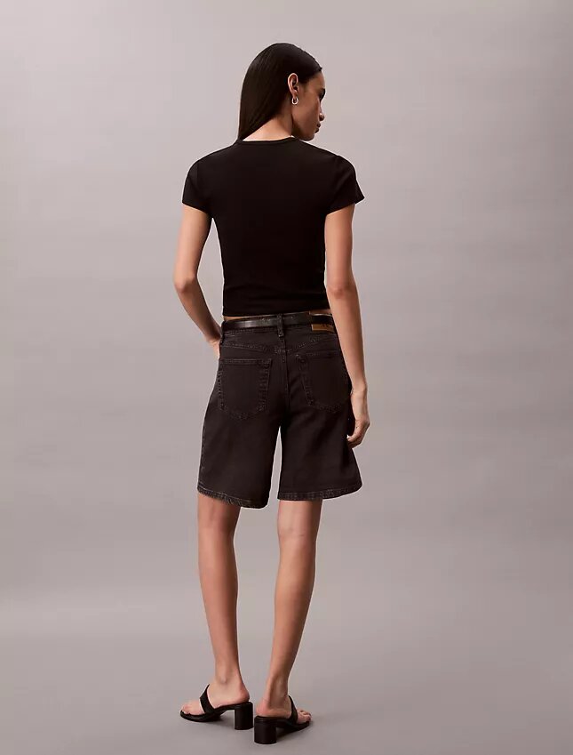 Roll Hem A-Line Denim Shorts Roll Hem A-Line Denim Shorts