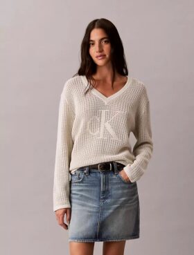Smooth Cotton Relaxed Monogram Sweater