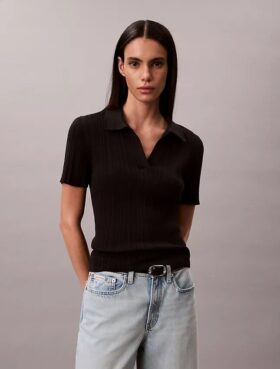 Smooth Cotton Rib Polo T-Shirt