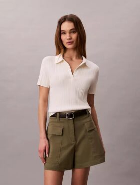 Smooth Cotton Rib Polo T-Shirt