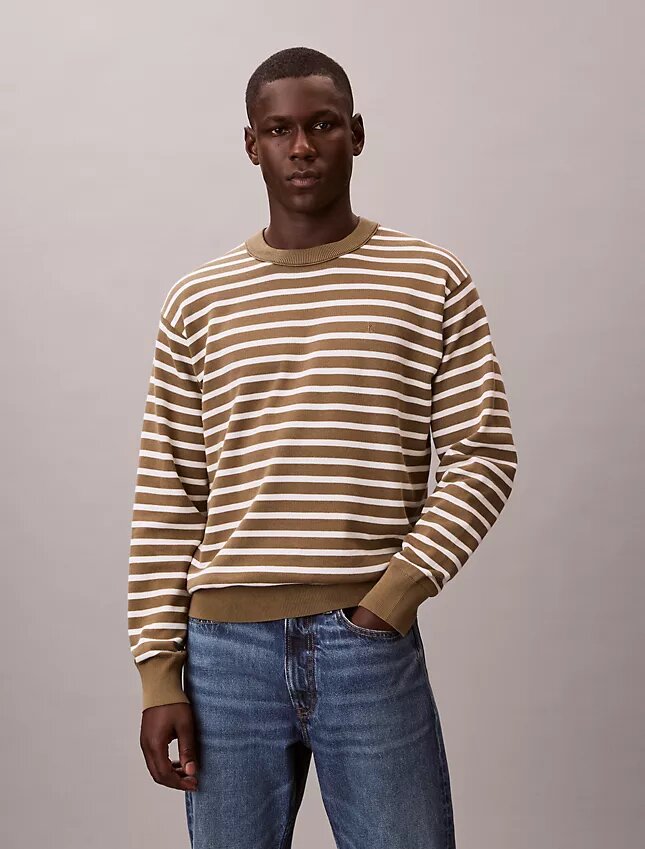 Smooth Cotton Stripe Easy Sweater Smooth Cotton Stripe Easy Sweater