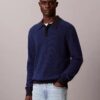 Smooth Cotton Waffle Polo Sweater