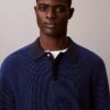 Smooth Cotton Waffle Polo Sweater