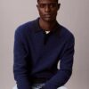 Smooth Cotton Waffle Polo Sweater
