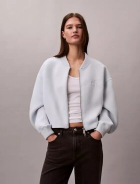 Smooth Cropped Relaxed Bomber Jacket