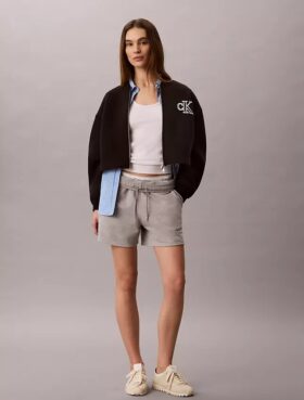 Smooth Cropped Relaxed Bomber Jacket