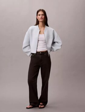 Smooth Cropped Relaxed Bomber Jacket