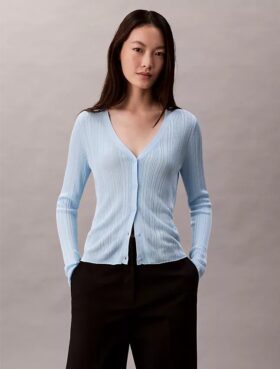 Smooth Variegated Rib Sweater Cardigan