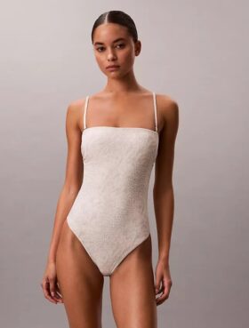 Solid Strapless One Piece Swimsuit