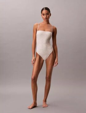 Solid Strapless One Piece Swimsuit