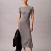 Solid Stretch Slim Midi Dress