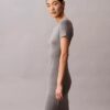 Solid Stretch Slim Midi Dress