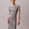 Solid Stretch Slim Midi Dress