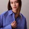 Stripe Cropped Boxy Button-Down Shirt