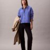 Stripe Cropped Boxy Button-Down Shirt