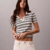Stripe Rib Slim Polo Shirt