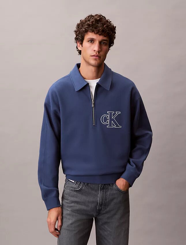 Varsity Monogram Logo Quarter Zip Sweatshirt Varsity Monogram Logo Quarter Zip Sweatshirt