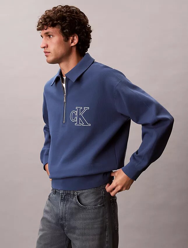 Varsity Monogram Logo Quarter Zip Sweatshirt Varsity Monogram Logo Quarter Zip Sweatshirt